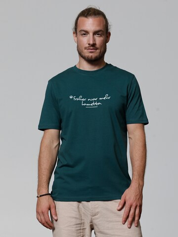 Maglietta 'Früher War Mehr Lametta' di Watapparel in verde: frontale