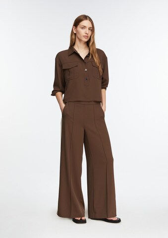 Wide Leg Pantalon à plis COMMA en marron