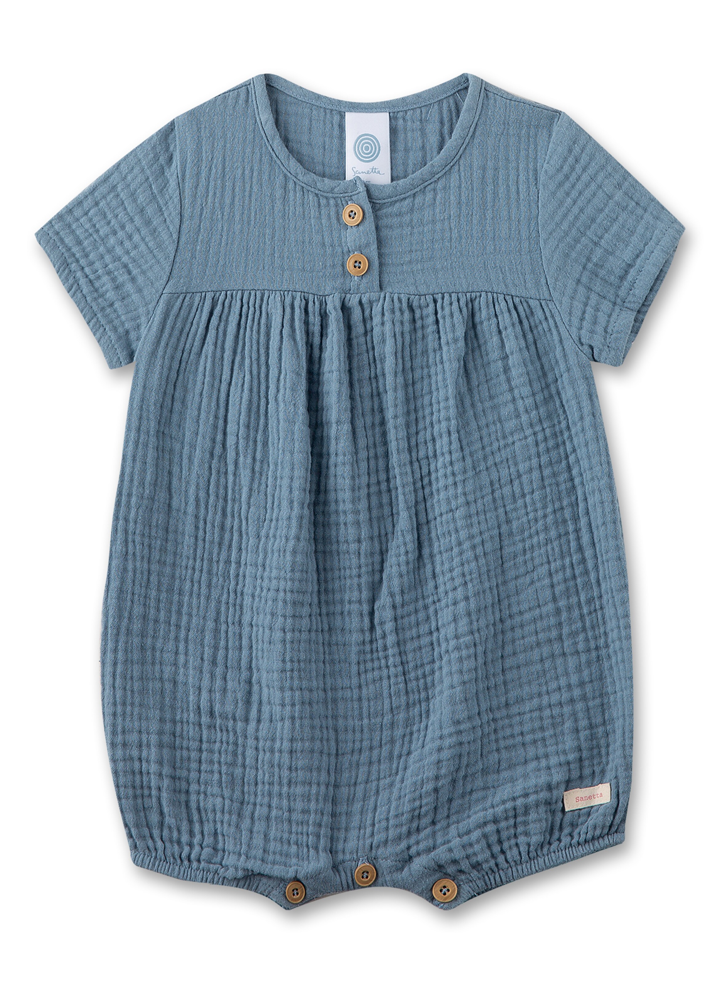 Tutina / body per bambino di Sanetta in blu: frontale