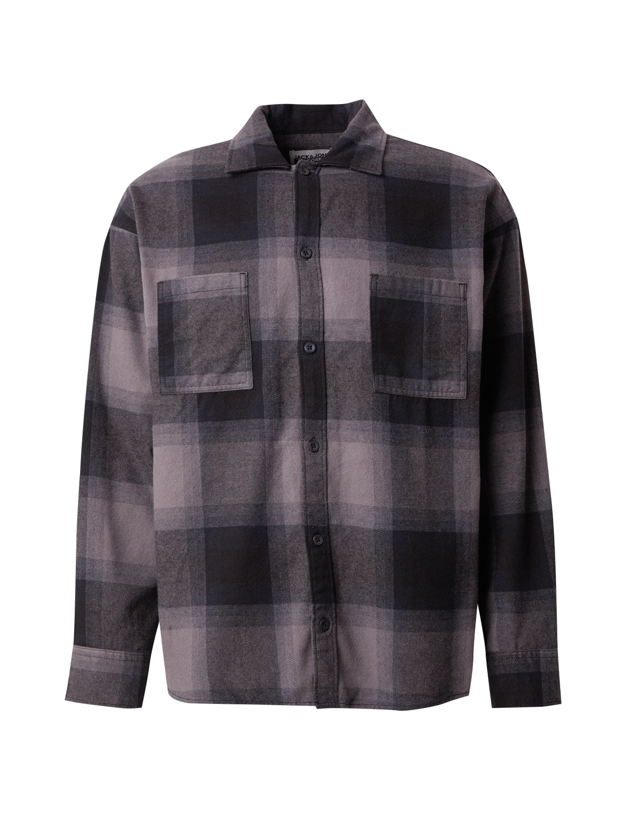 JACK & JONES Comfort Fit Риза 'JCOREFLEX DARREN' в черно: отпред