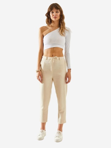 Bianco Lucci Regular Broek in Beige: voorkant