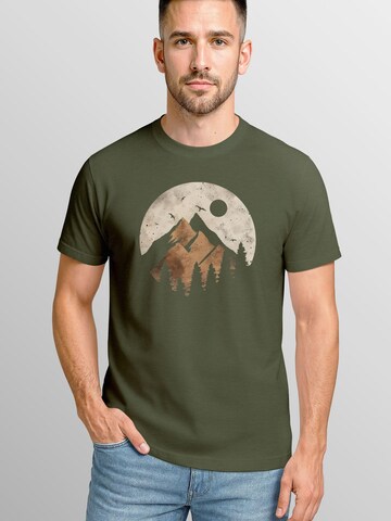 Neverless Shirt 'Mountain Scape' in Green: front
