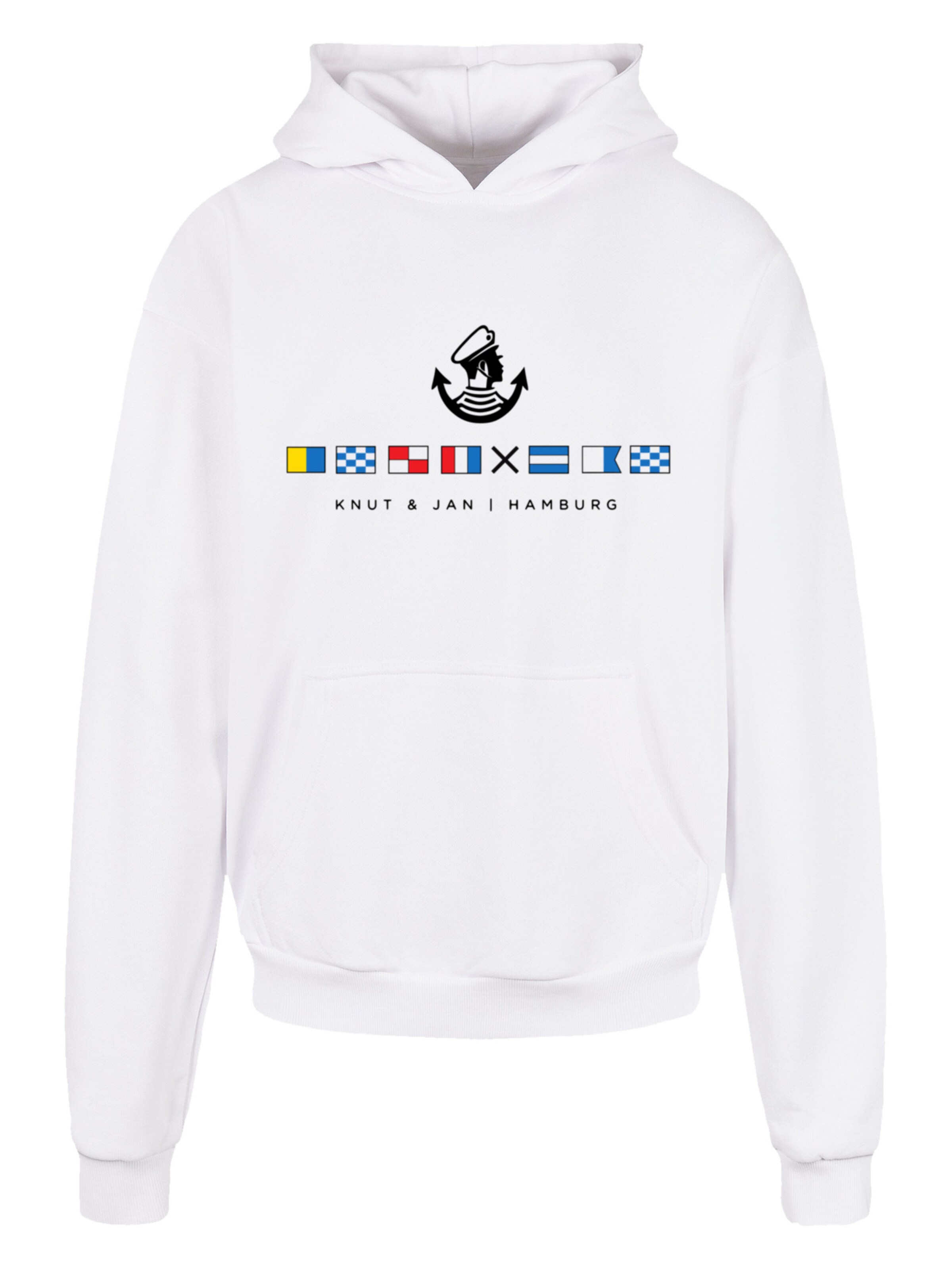F4NT4STIC Sweatshirt 'Seglerfahnen Knut & Jan Hamburg' in Wit: voorkant