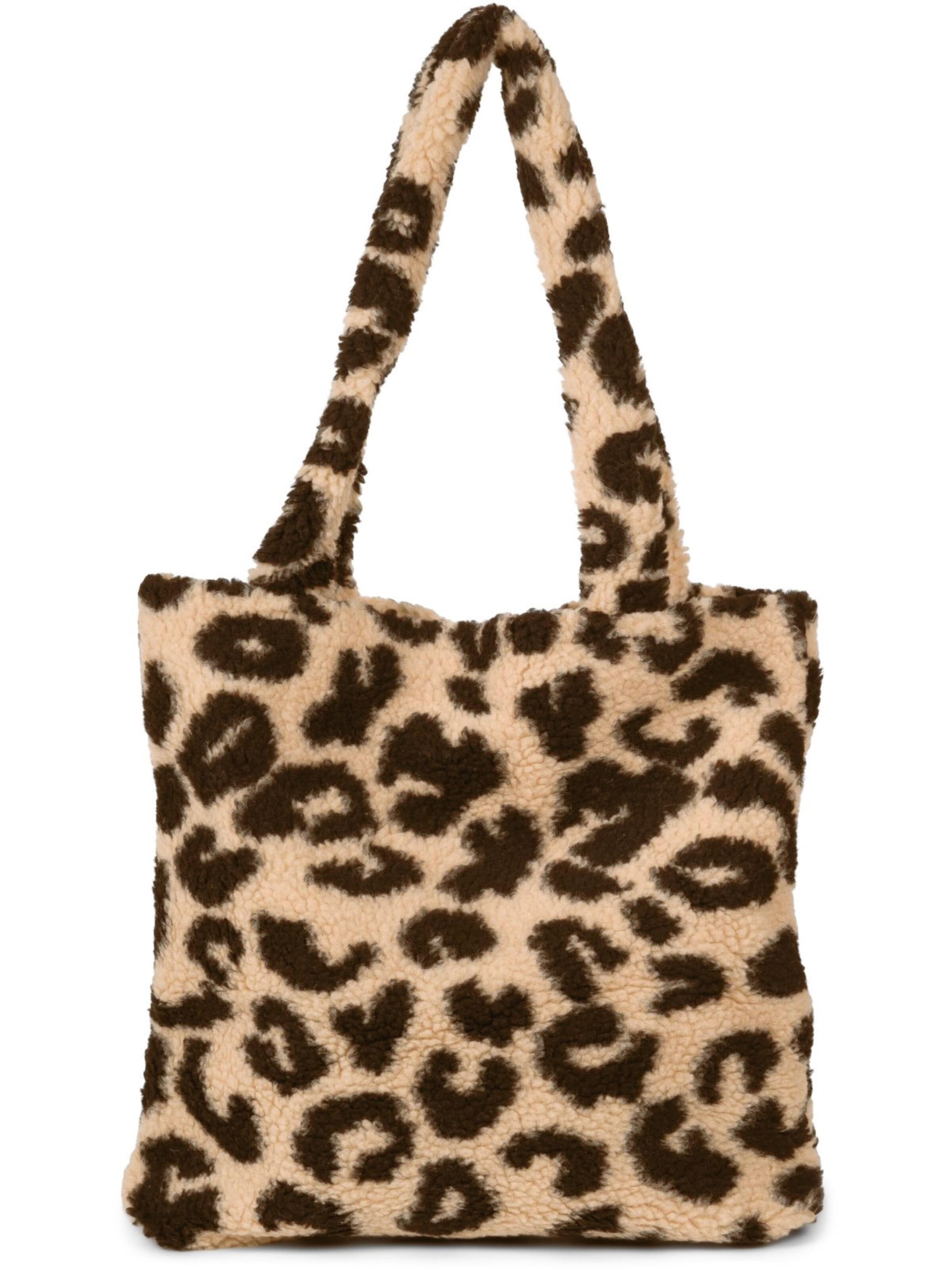 styleBREAKER Schultertasche 'Leo Shopper Teddyfell Optik'‌‌‌‌‌‌‌‌‌ in Braun: Vorderseite