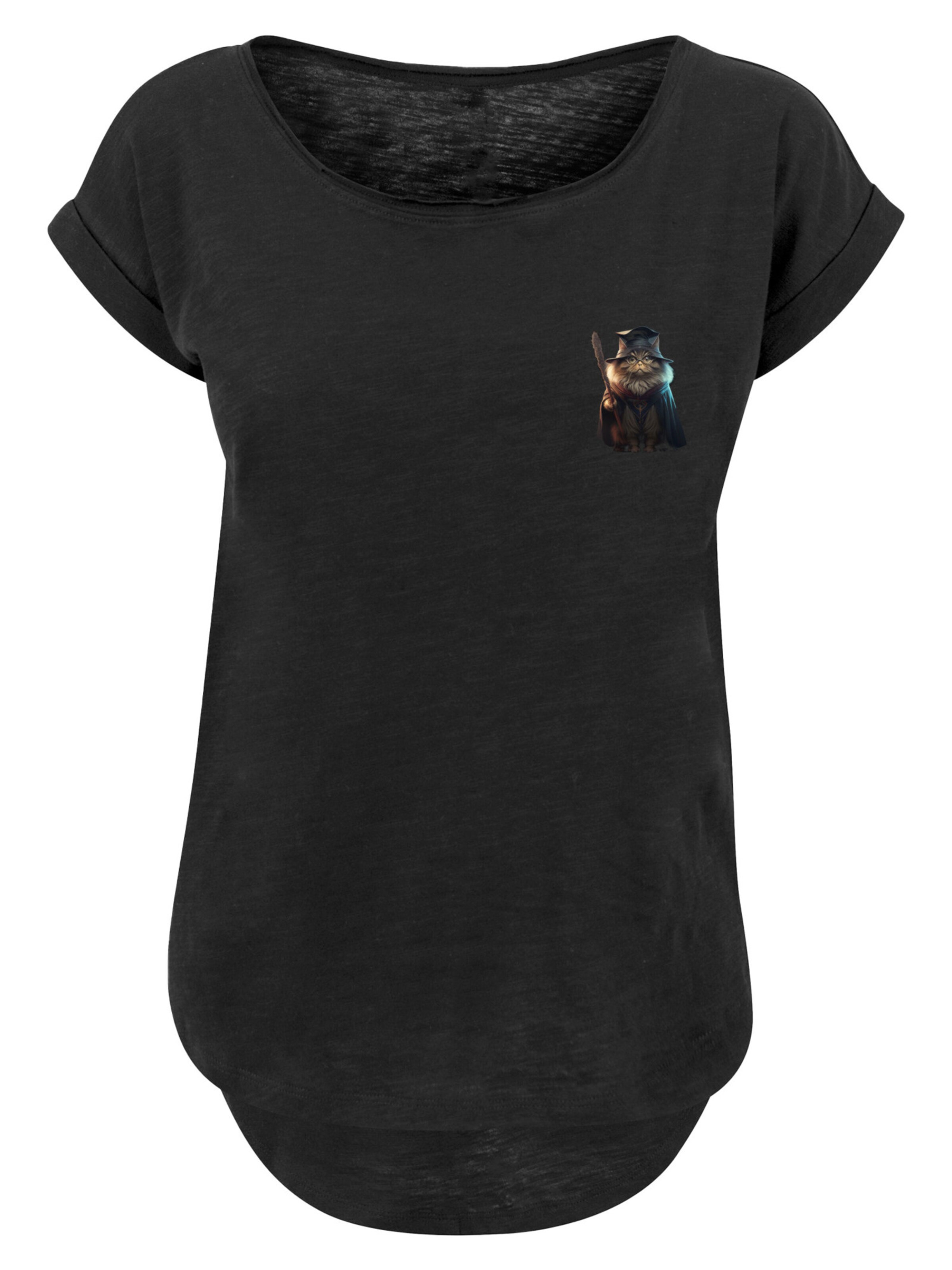 F4NT4STIC Shirt 'Wizard Cat' in Schwarz: Vorderseite