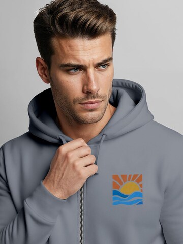 Neverless Zip-Up Hoodie 'Sun Wave Batch' in Grey