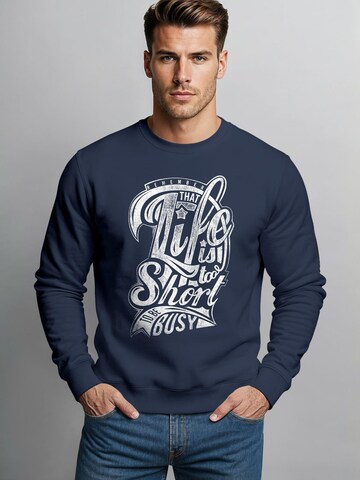 Neverless Sweatshirt 'Life is too Short' in Blue
