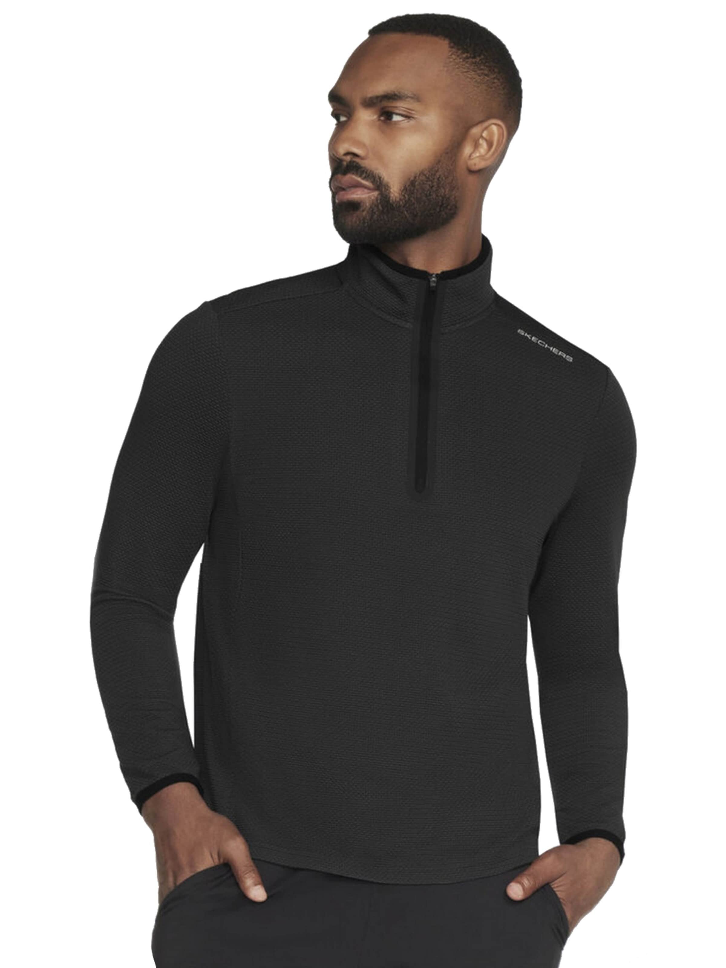 SKECHERS Sweatshirt 'Skechers Skech-Knits Burst 1/4 Zip' in Zwart: voorkant