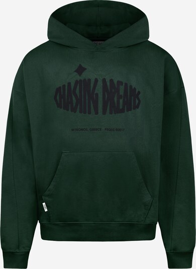 Pequs Sweatshirt 'CHASING DREAMS' in dunkelgrün / schwarz, Produktansicht