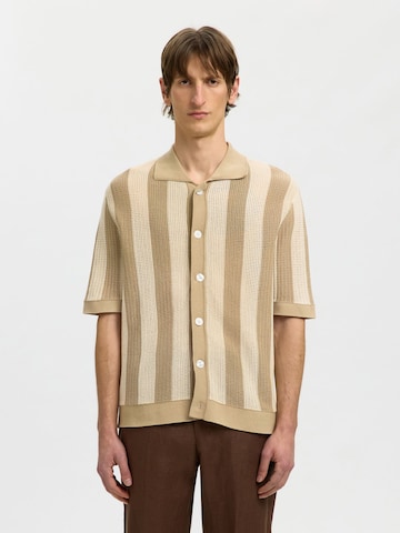T-Shirt SELECTED en beige : devant