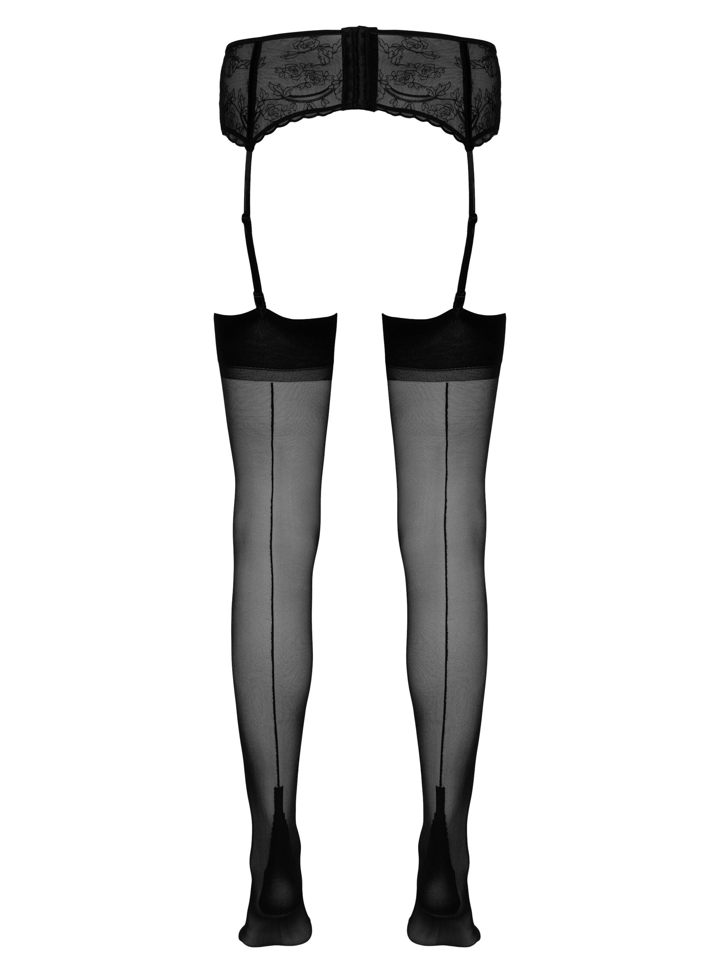 Cottelli Legware Strümpfe mit Halterung 'Straps'‌‌‌‌‌‌‌ in Schwarz