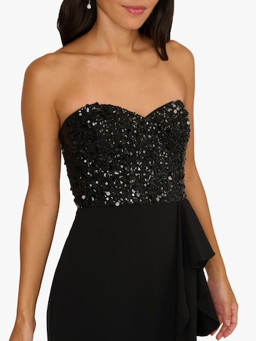 Adrianna Papell Avondjurk 'Strapless Bead Mesh Dress' in Zwart