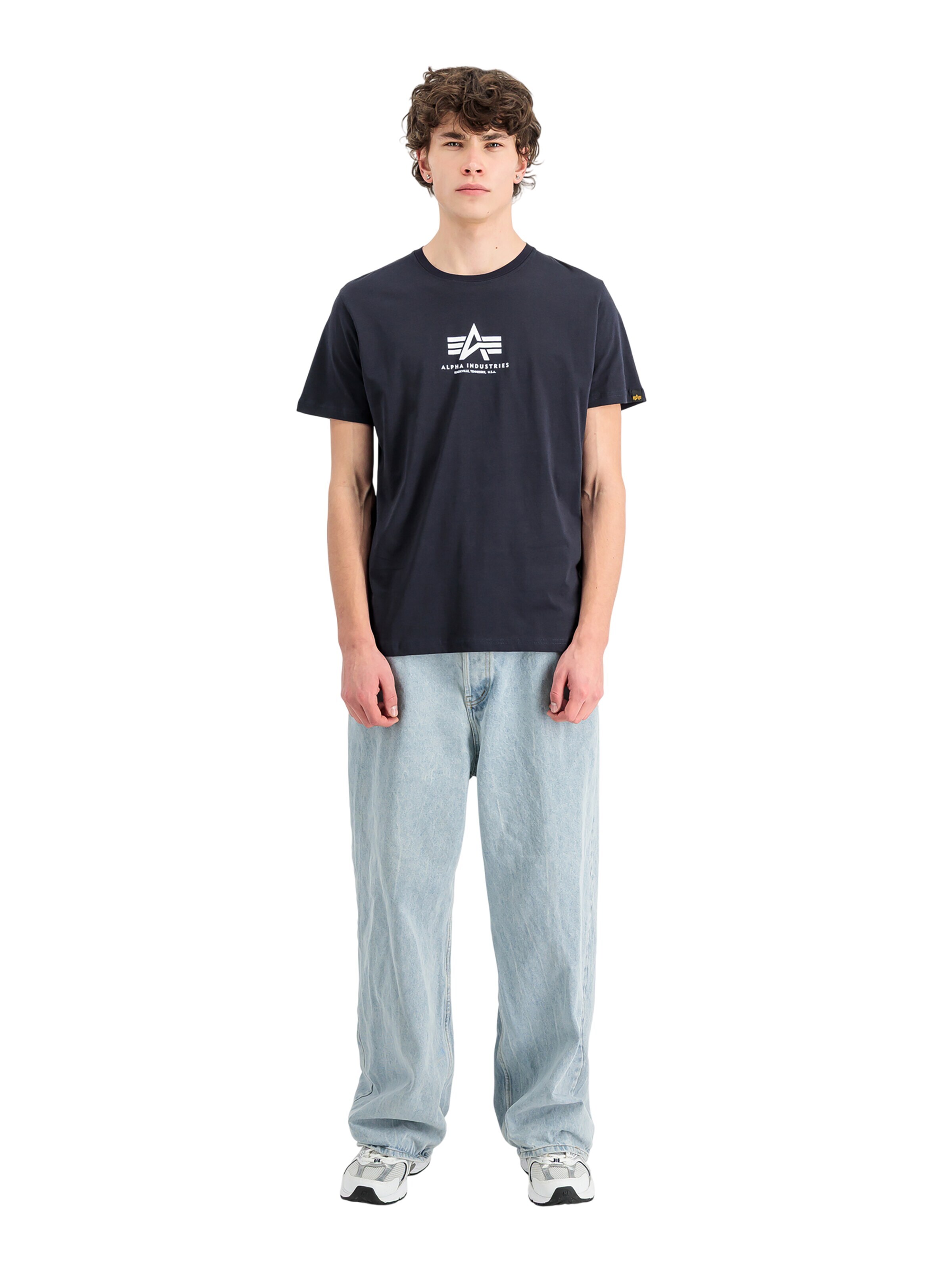 ALPHA INDUSTRIES Shirt 'Basic Mid Logo'‌‌‌‌‌‌ in Blau
