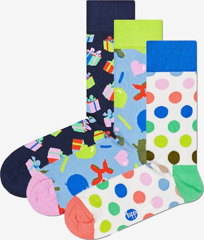 Happy Socks Chaussettes 'Happy Birthday' en bleu marine / bleu fumé / mélange de couleurs / blanc, Vue avec produit