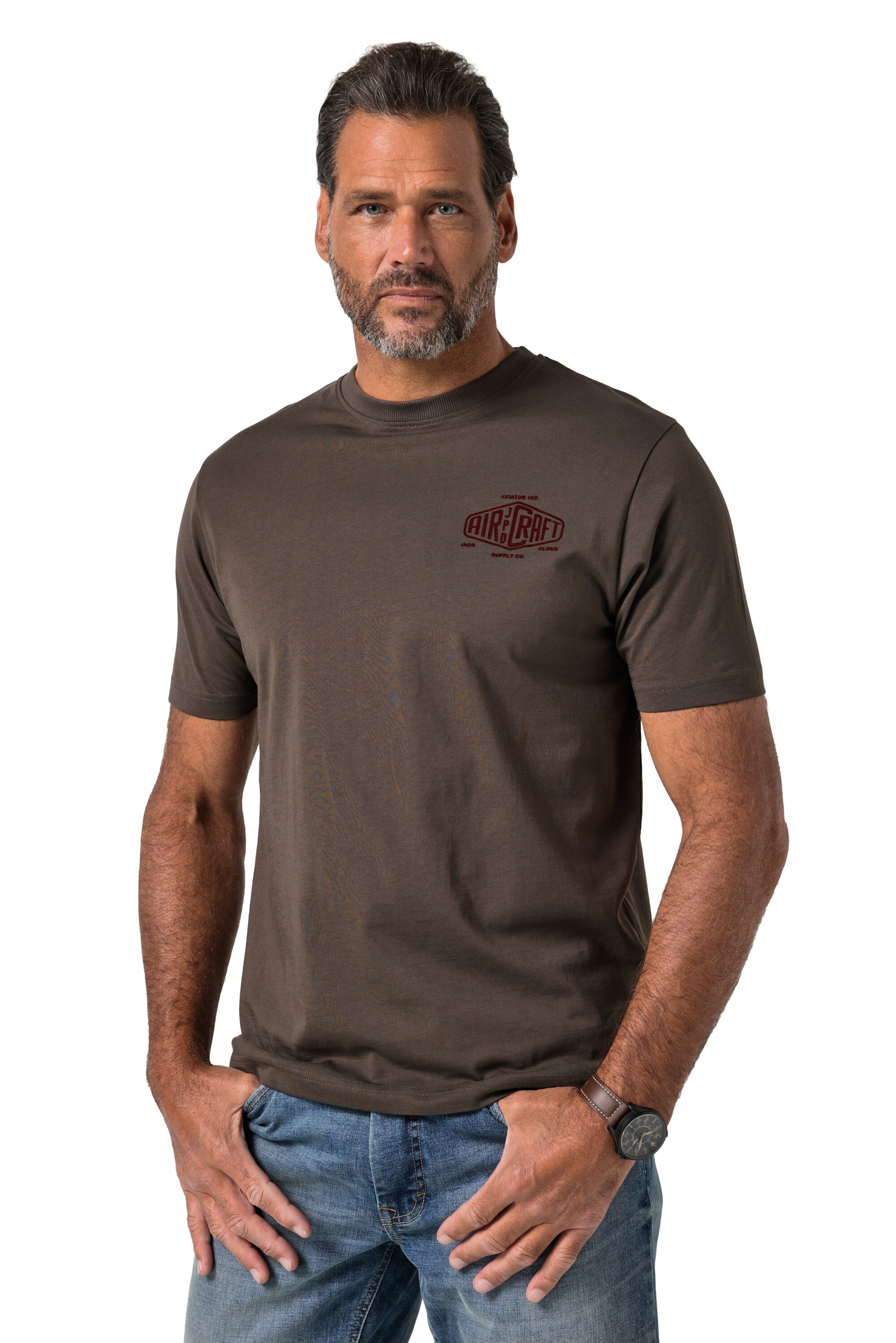 JP1880 Shirt in Bruin: voorkant