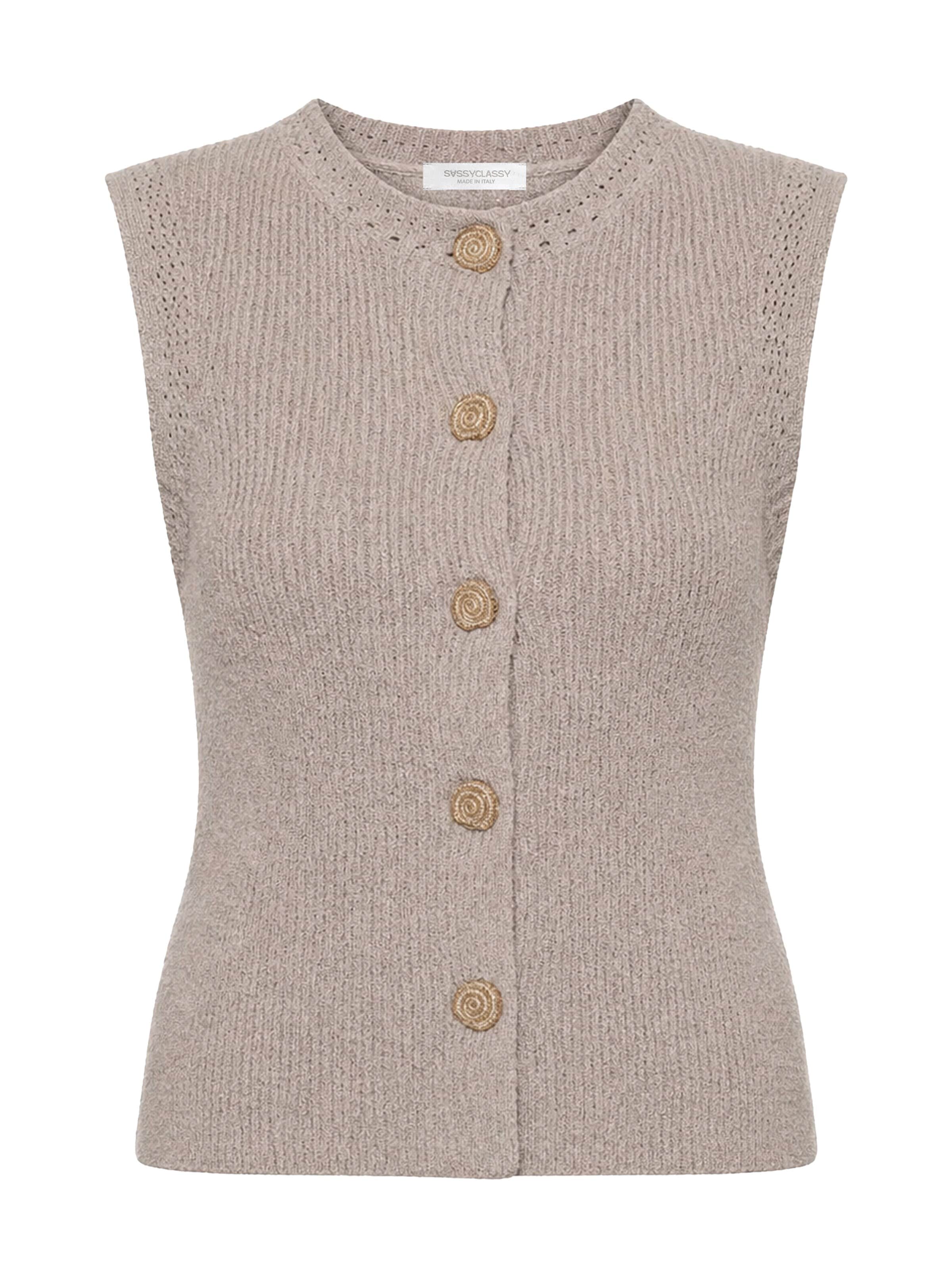 SASSYCLASSY Strickweste‌‌‌‌‌ in Grau: Vorderseite
