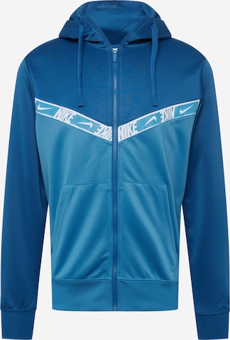 Nike Sportswear Zip-Up Hoodie in Blue: front