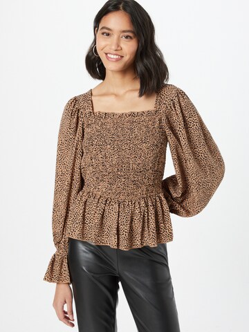 In The Style Blouse 'OLIVIA' in Brown: front