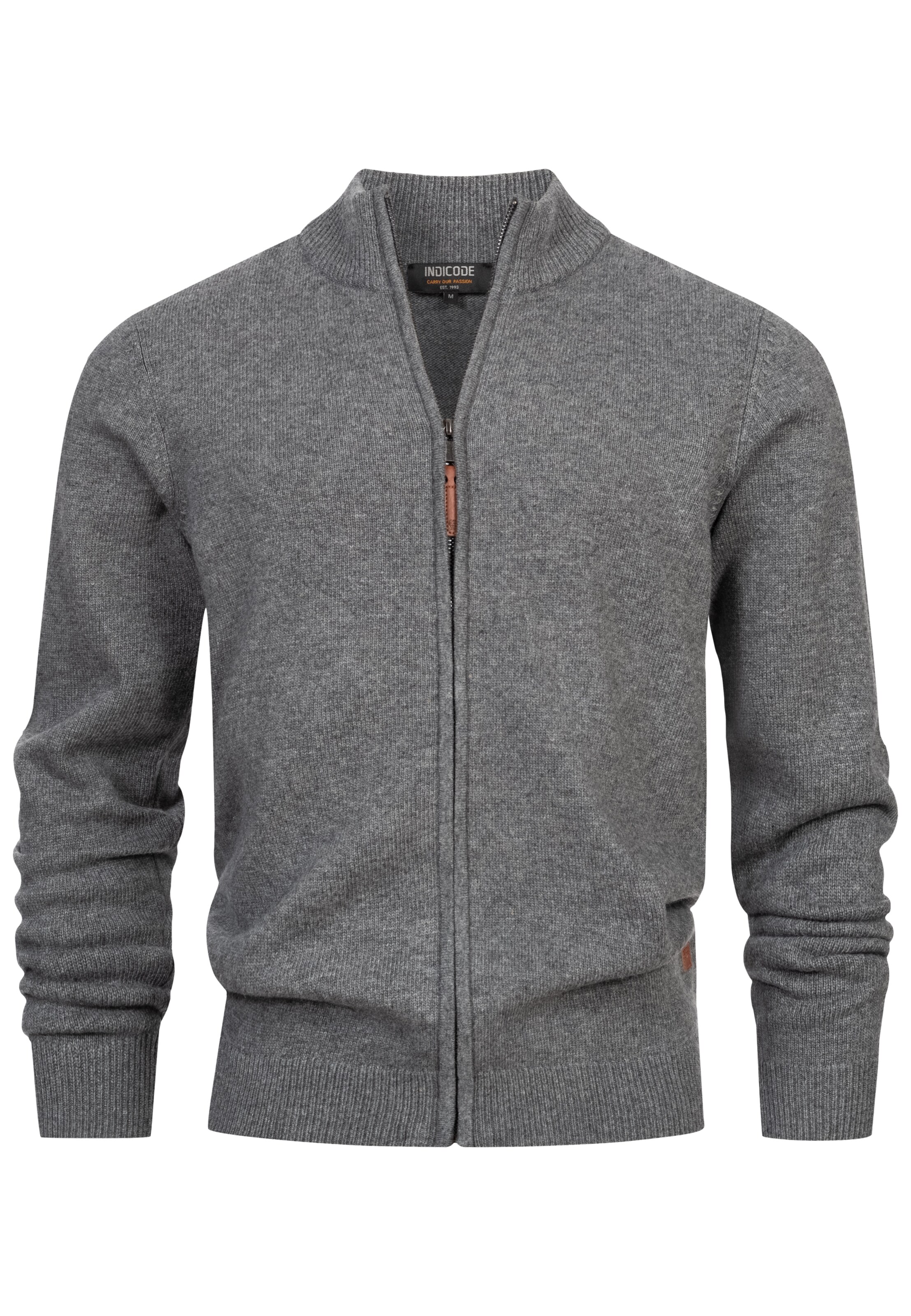 INDICODE JEANS Strickjacke 'Margous' in Grau: Vorderseite