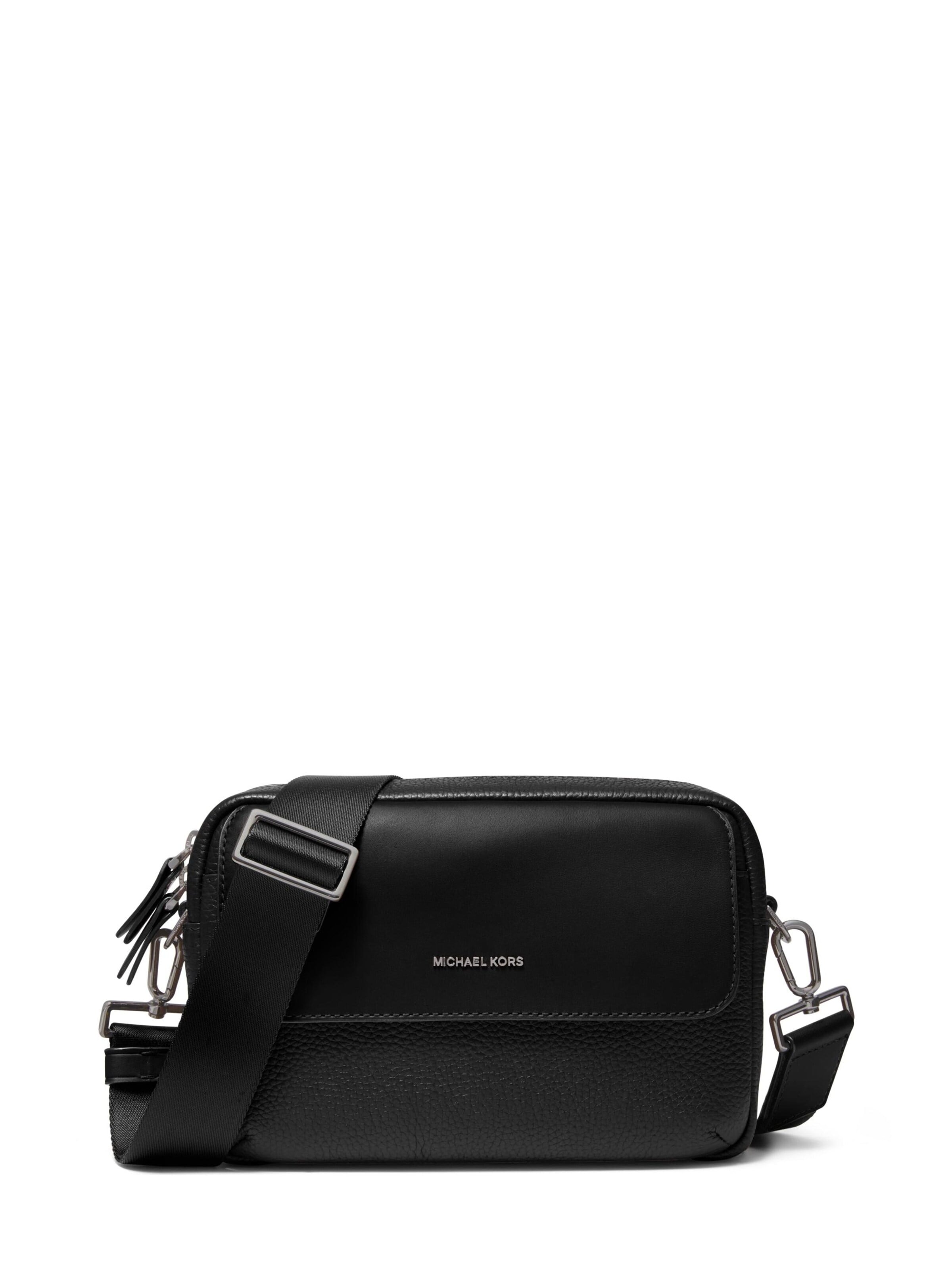 MICHAEL Michael Kors - Mala de ombro 'Michael Kors Sac à bandoulière Homme Hudson en cuir grainé Noir' em preto: frente