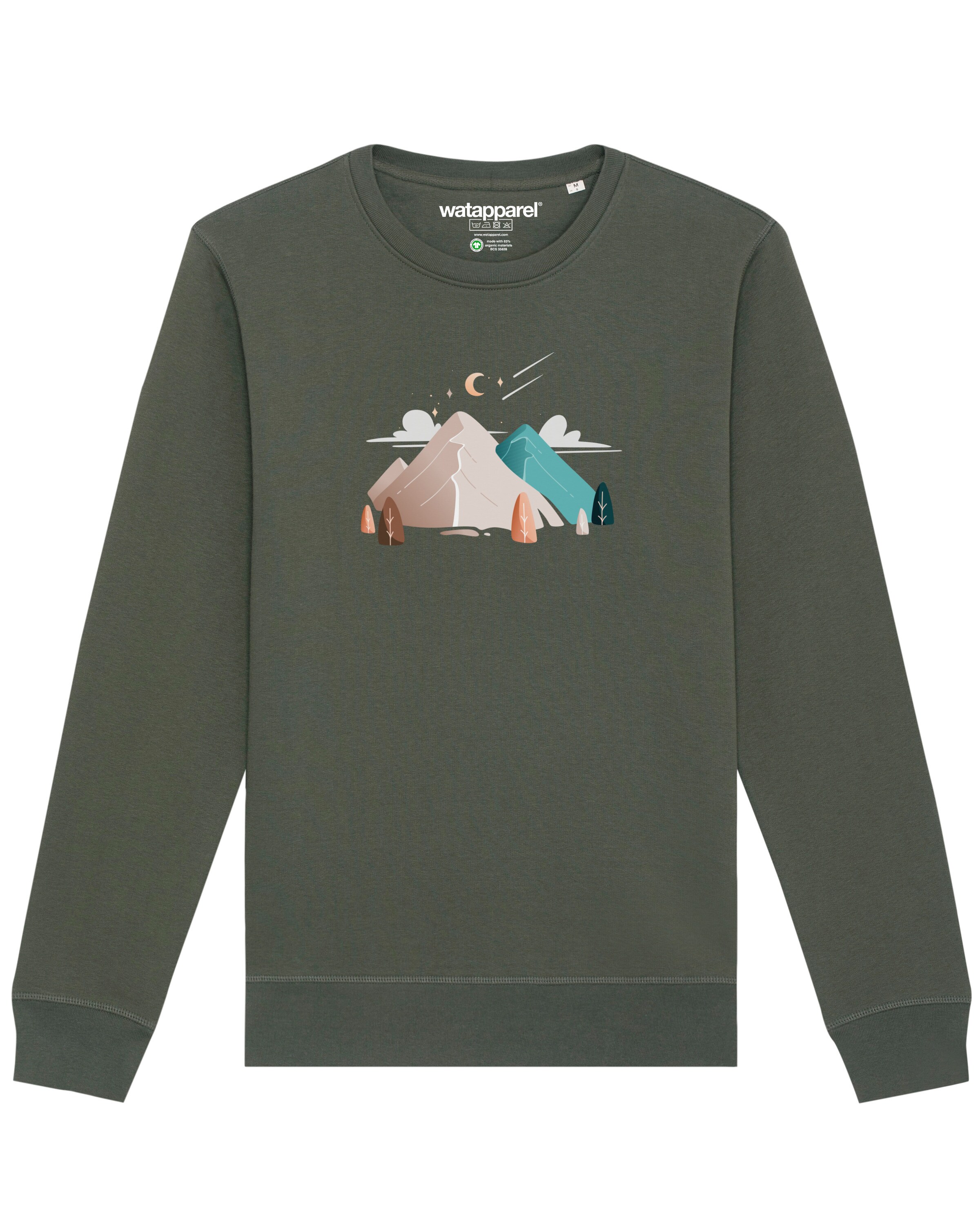 Watapparel Sweatshirt 'Night & Clouds' in Green: front