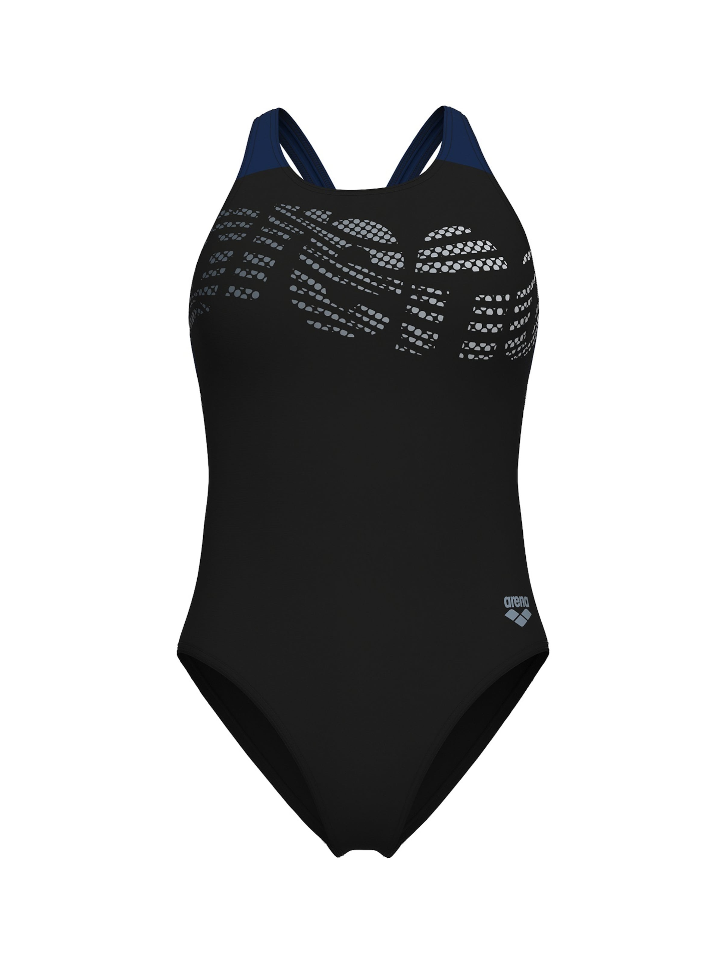 ARENA Õlapaelteta topp Ujumistrikoo 'FLOWING', värv must: eest vaates