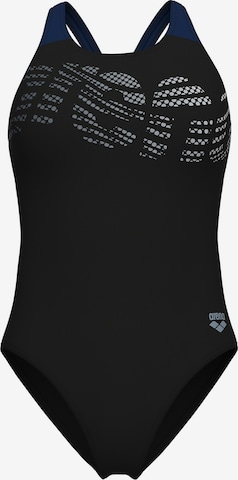 ARENABustier Jednodijelni kupaći kostim 'FLOWING' - crna boja: prednji dio