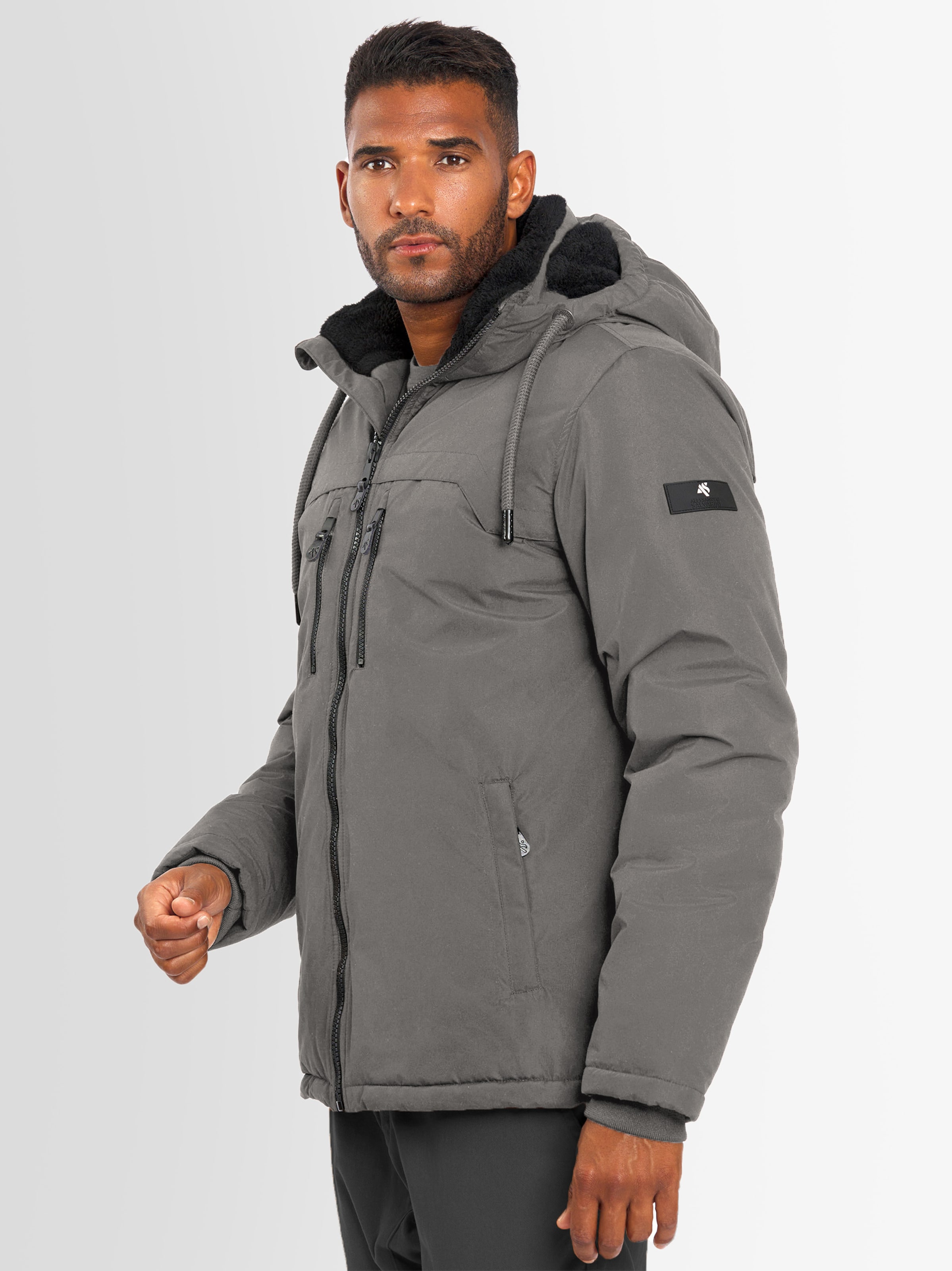 ALESSANDRO SALVARINI Giacca invernale da uomo (S-3XL) con cappuccio – Interno in pile Teddy, antivento, calda giacca da uomo – AS-320, Nero , S