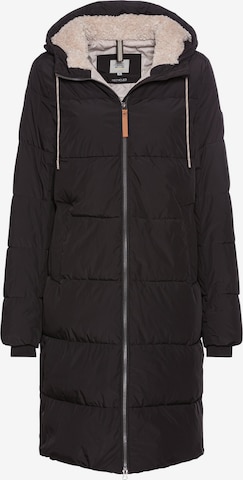 CAMEL ACTIVE Langer Puffermantel mit gefütterter Kapuze in Schwarz: Vorderseite