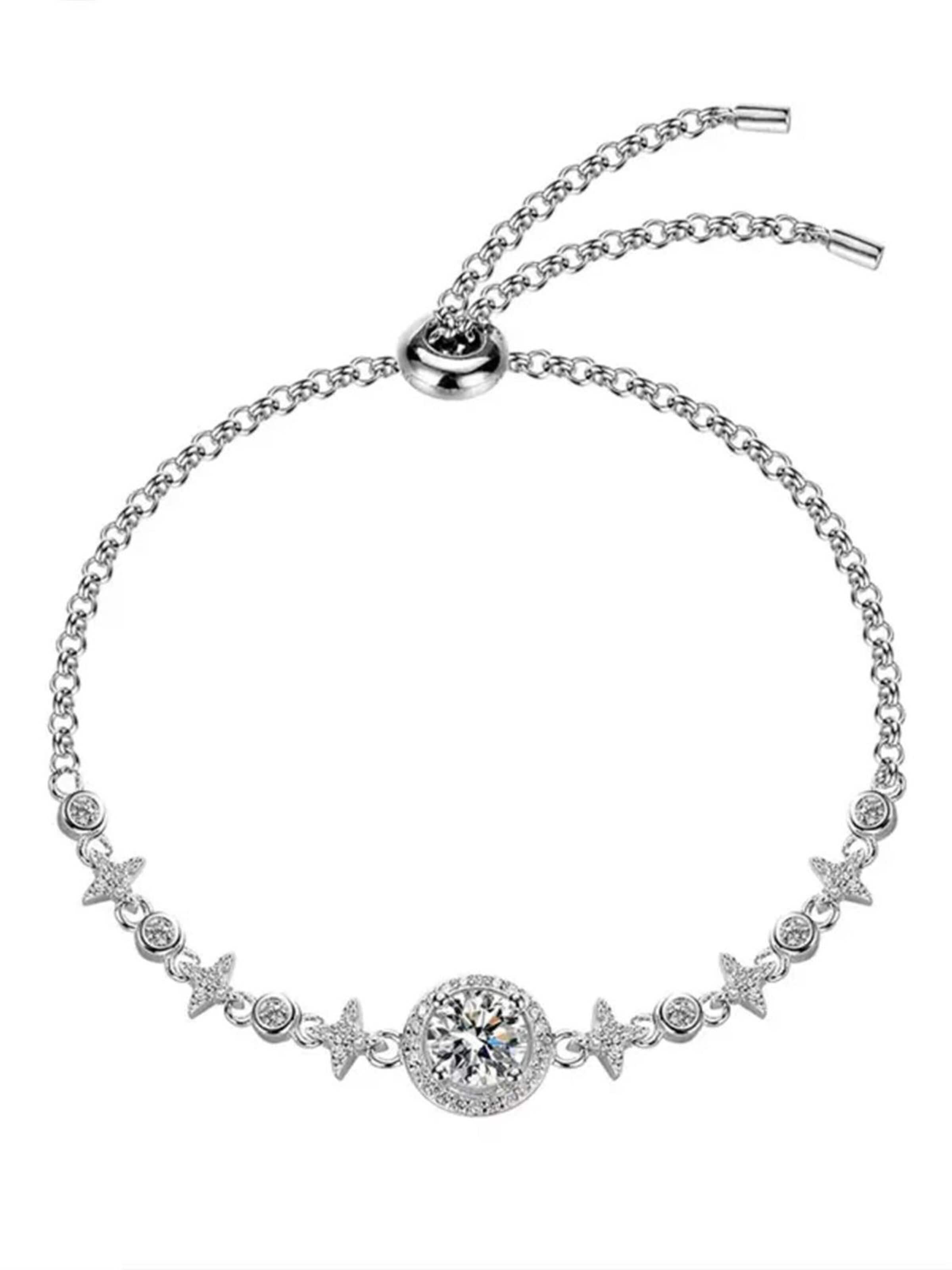 Staufergold Bracelet 'Moissanit Armband „Grace Line“ 1 ct' in Silver: front