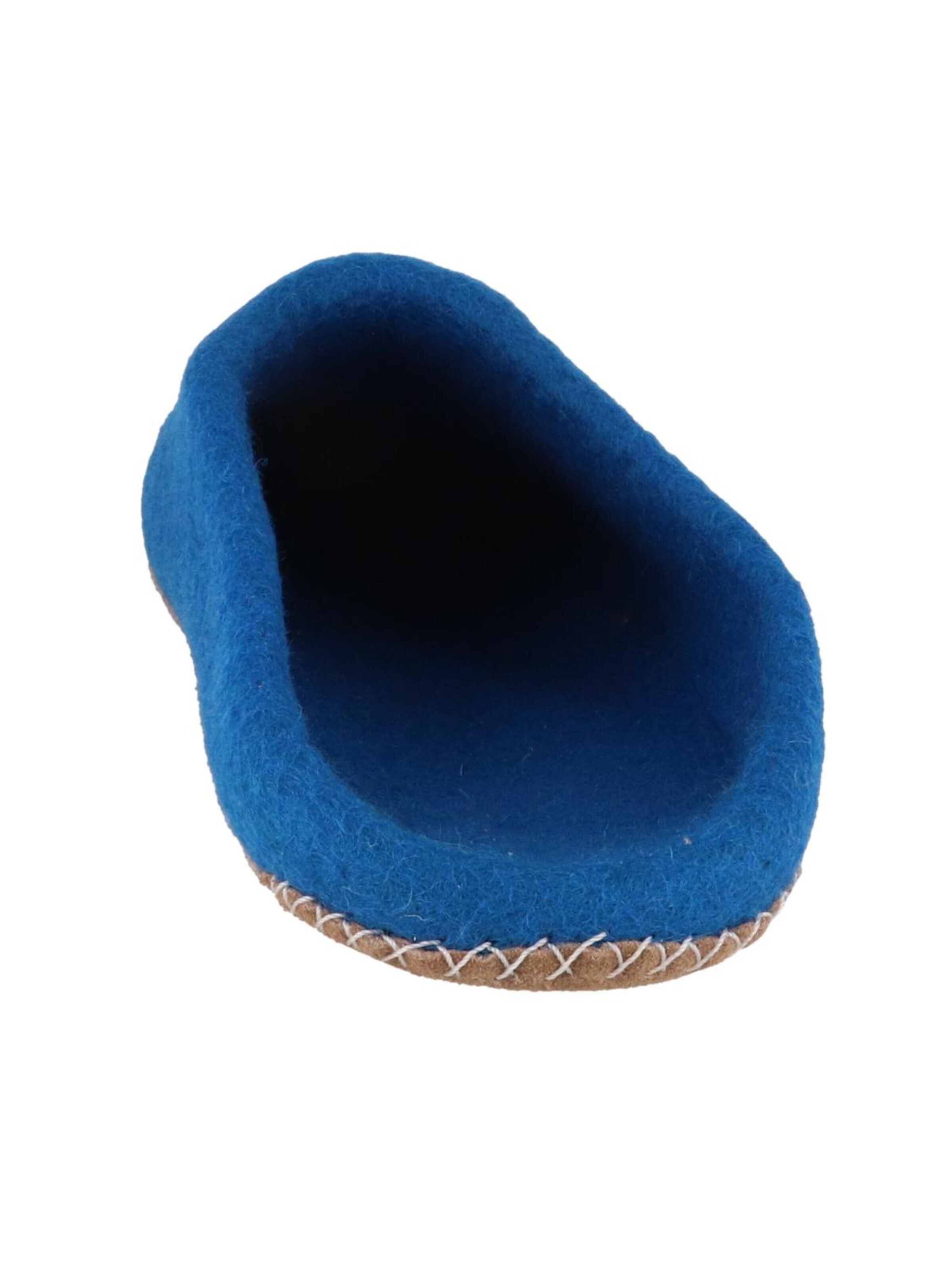 WoolFit Hausschuh 'Tibet mit Ledersohle'‌ in Blau