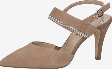 CAPRICE Slingback Pumps in Brown: front