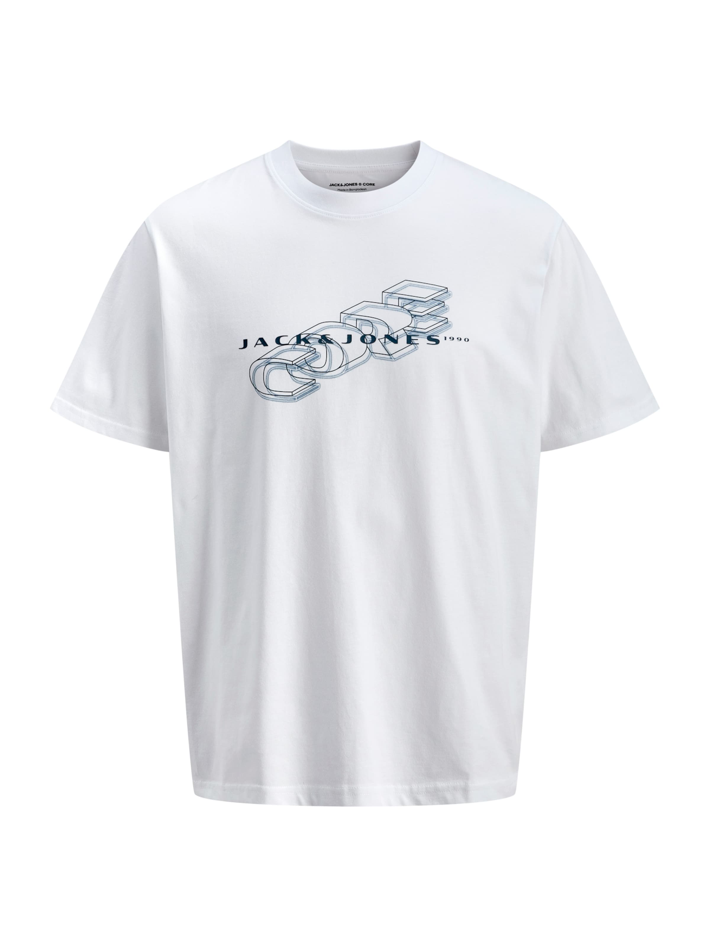 JACK & JONES T-Shirt 'JCOFUSION' en gris / noir / blanc, Vue avec produit