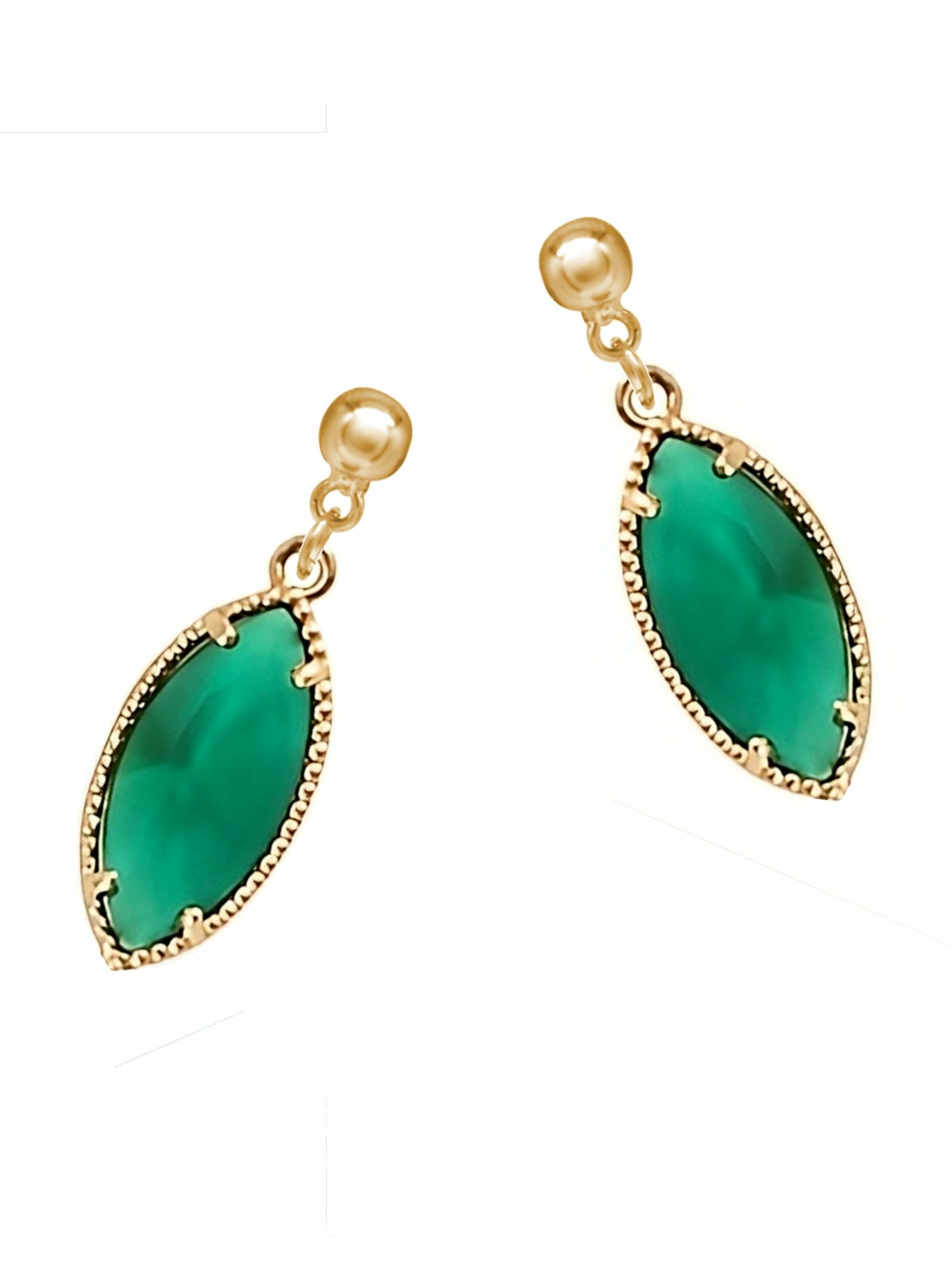 Gemshine Earrings 'GREEN DROPS' in Gold
