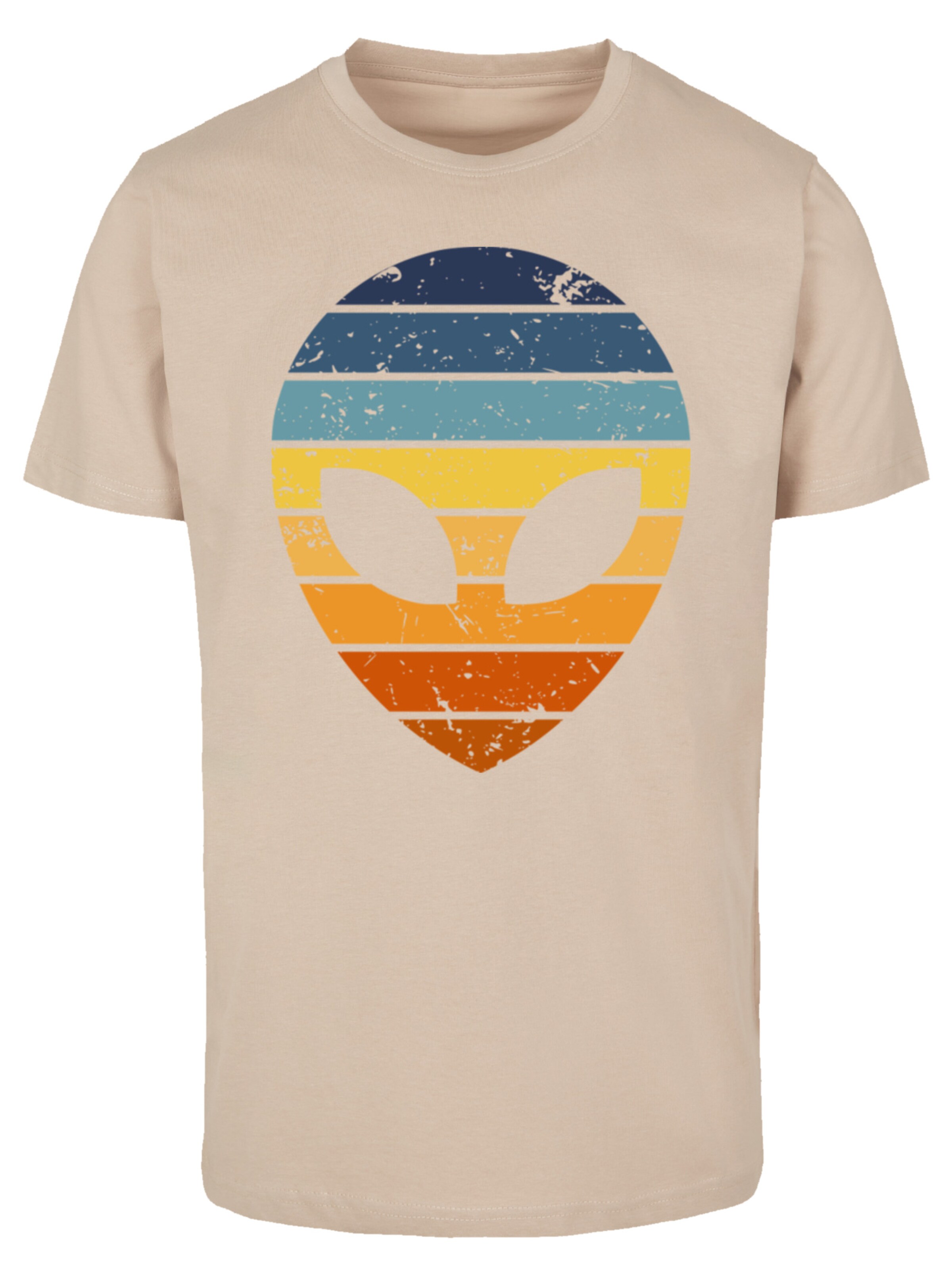 T-Shirt 'Alien Sonnenuntergang Retro' F4NT4STIC en beige : devant