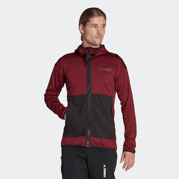 ADIDAS TERREX Skinny Athletic Fleece Jacket in Red: front