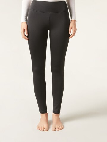 CALZEDONIA Skinny Leggings 'THERMO' in Black: front