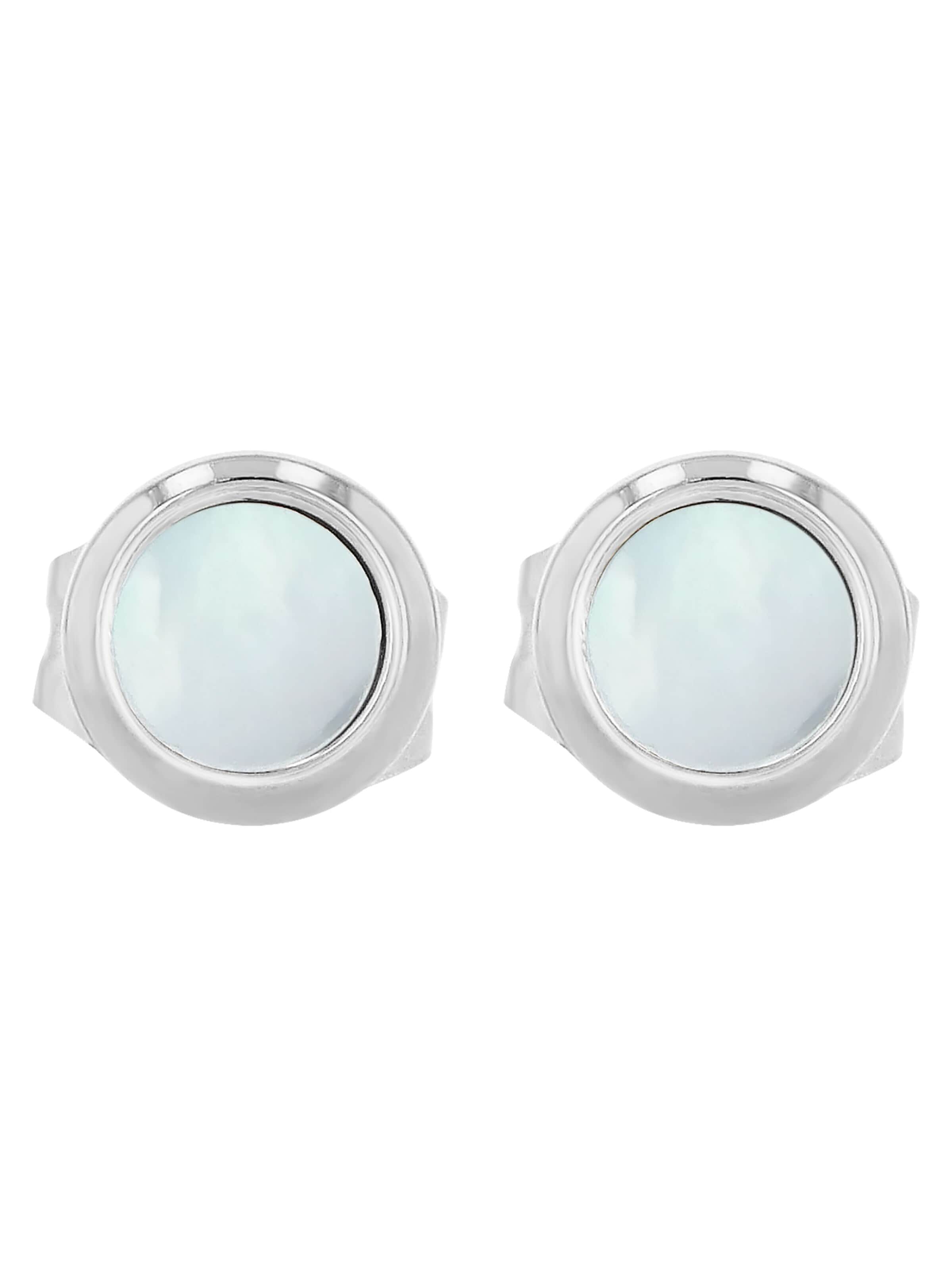 Akzent Earrings 'Sunday, Perlmutt, wasserfest' in Silver: front