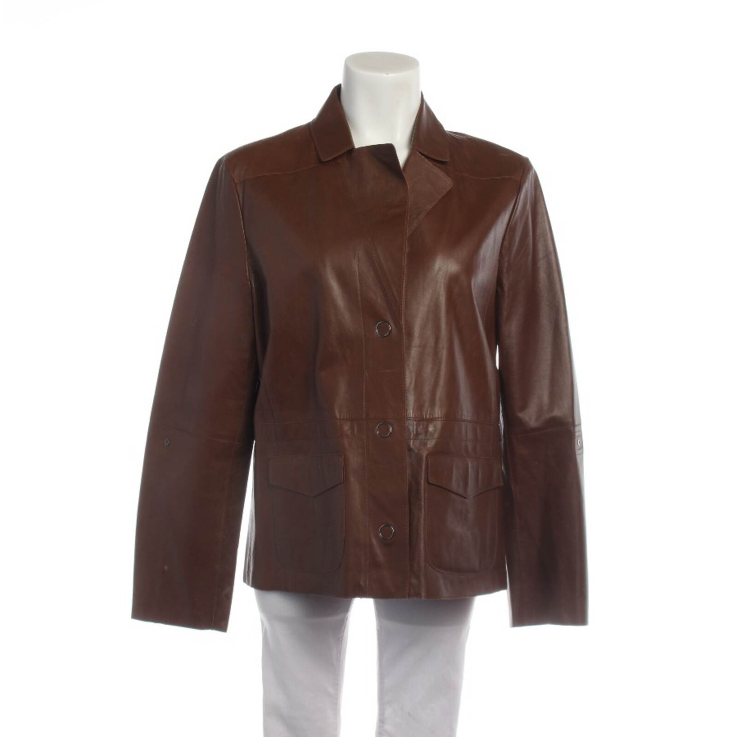 Marc Cain Lederjacke / Ledermantel L in Braun: Vorderseite