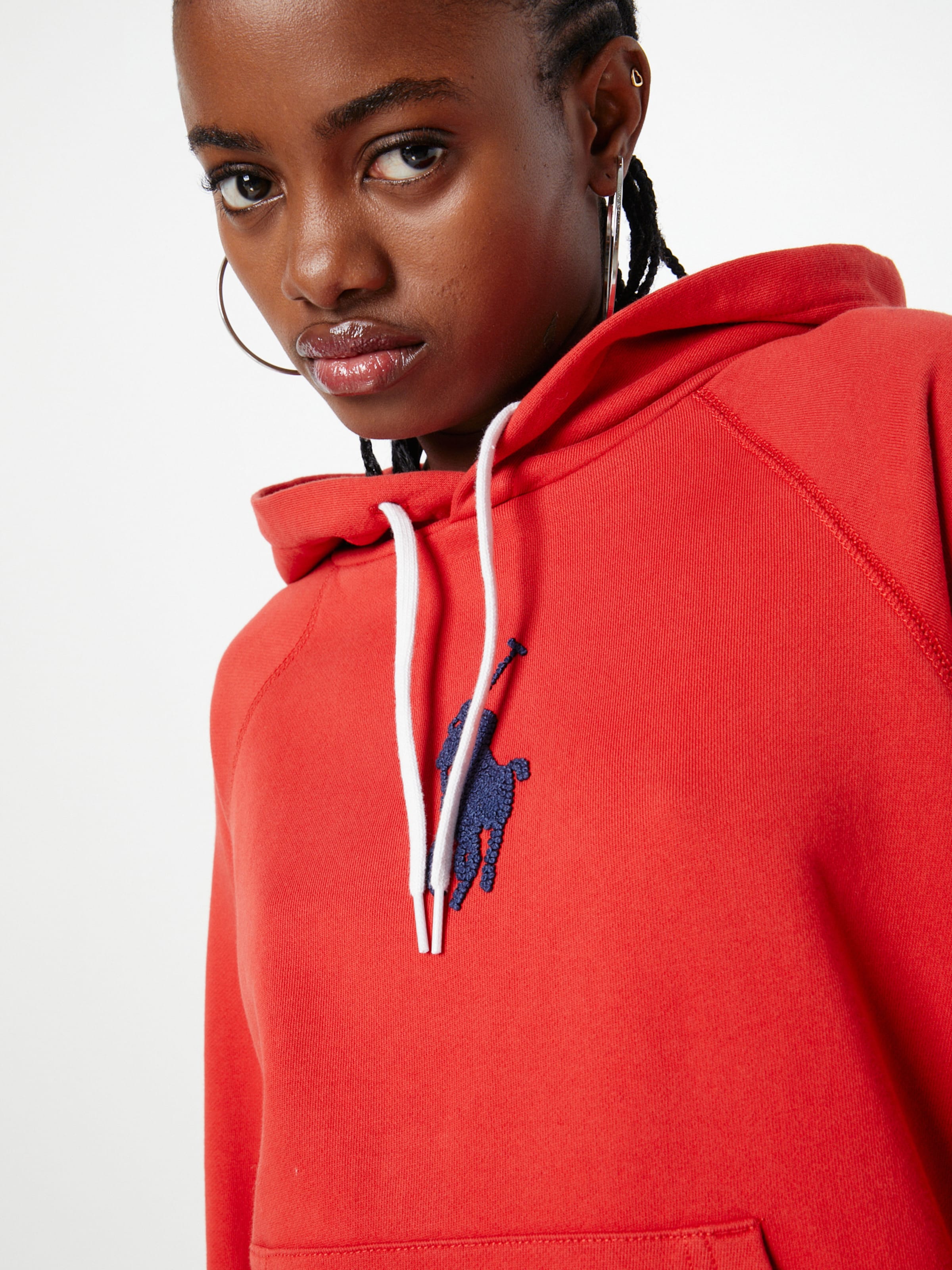 Red polo sale hoodie women's