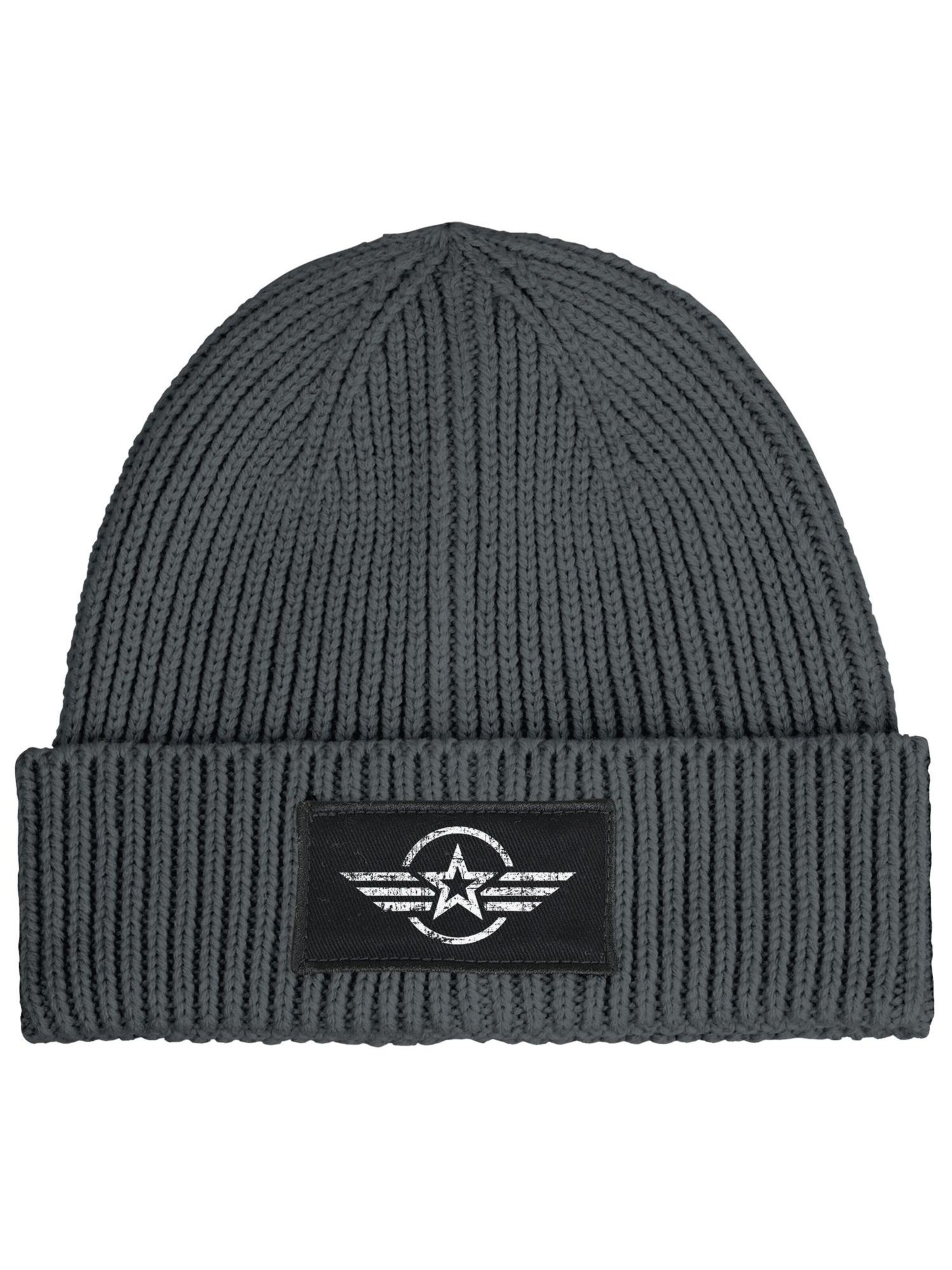 Neverless Beanie 'Airforce Wings' in Grey