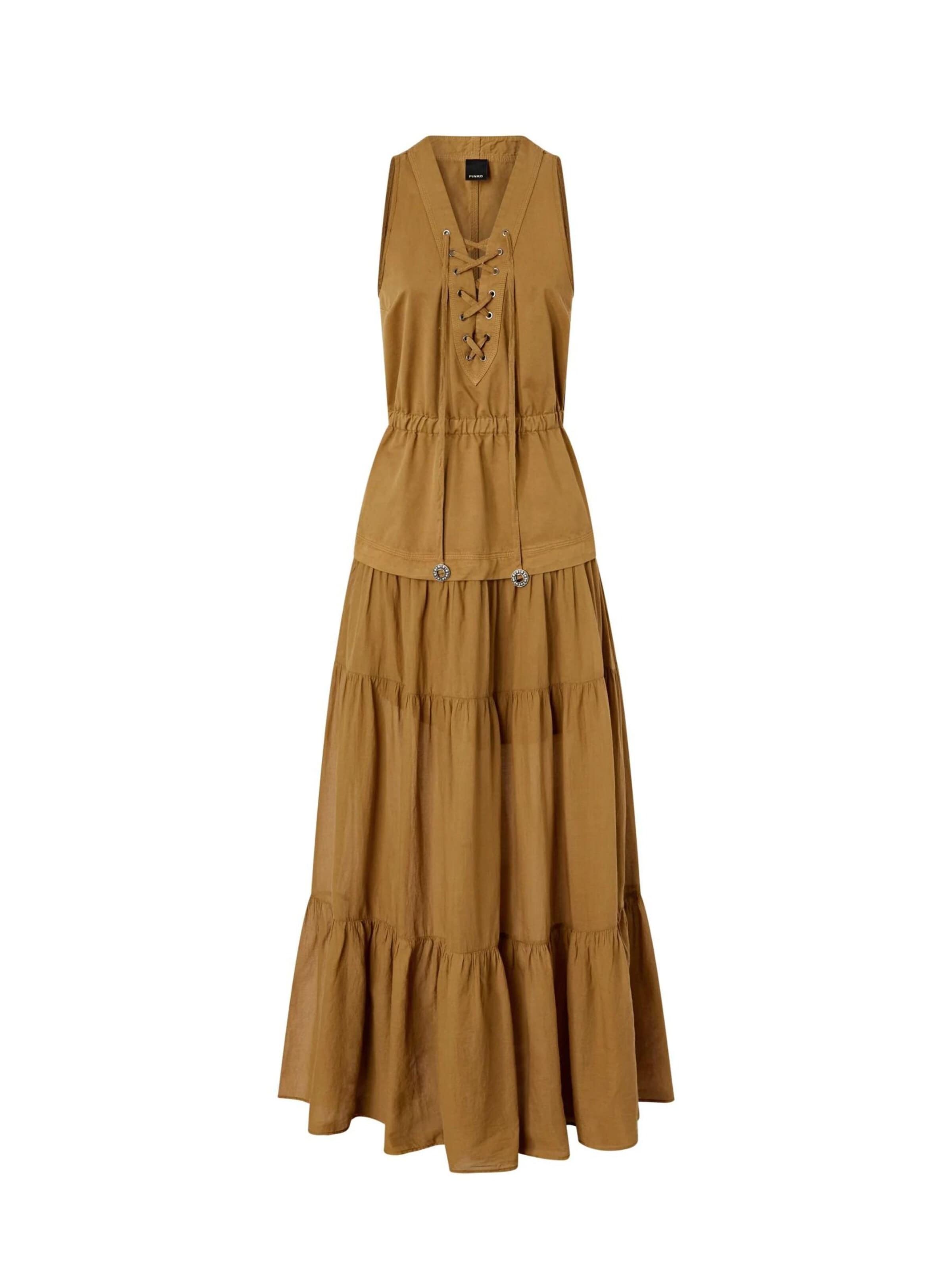 PINKO - Vestido 'PINKO CASARSA ABITO VOILE E GABARDINA ABITO' en marrón: frente