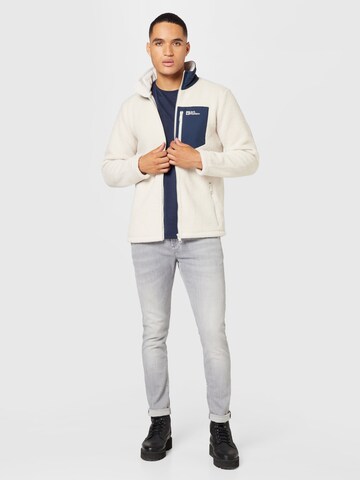 JACK WOLFSKIN Athletic Fleece Jacket 'KINGSWAY' in White