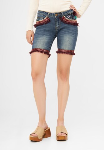 TOOche Regular Shorts 'Blumen' in Blau: Vorderseite