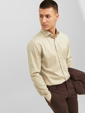 JACK & JONES Slim fit Zakelijk overhemd 'Parker' in Beige