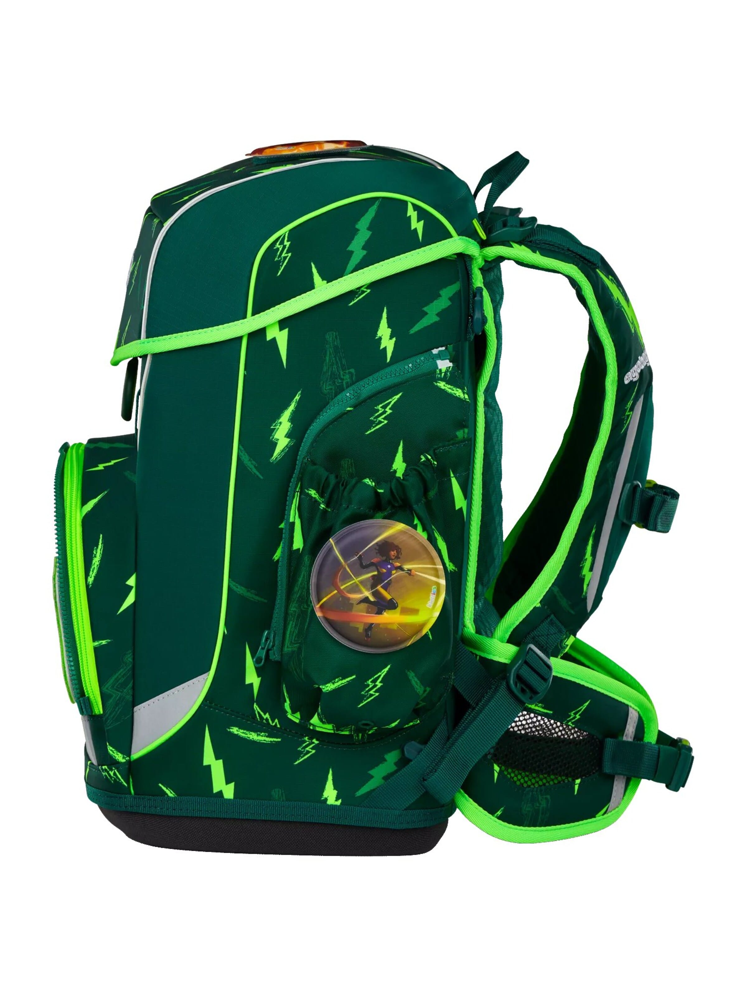 ergobag Backpack 'Schulranzen-Set cubo light Set' in Green