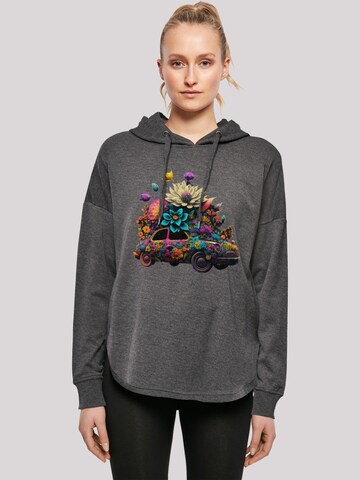 F4NT4STIC Sweatshirt 'Blumen Auto' in Grijs: voorkant