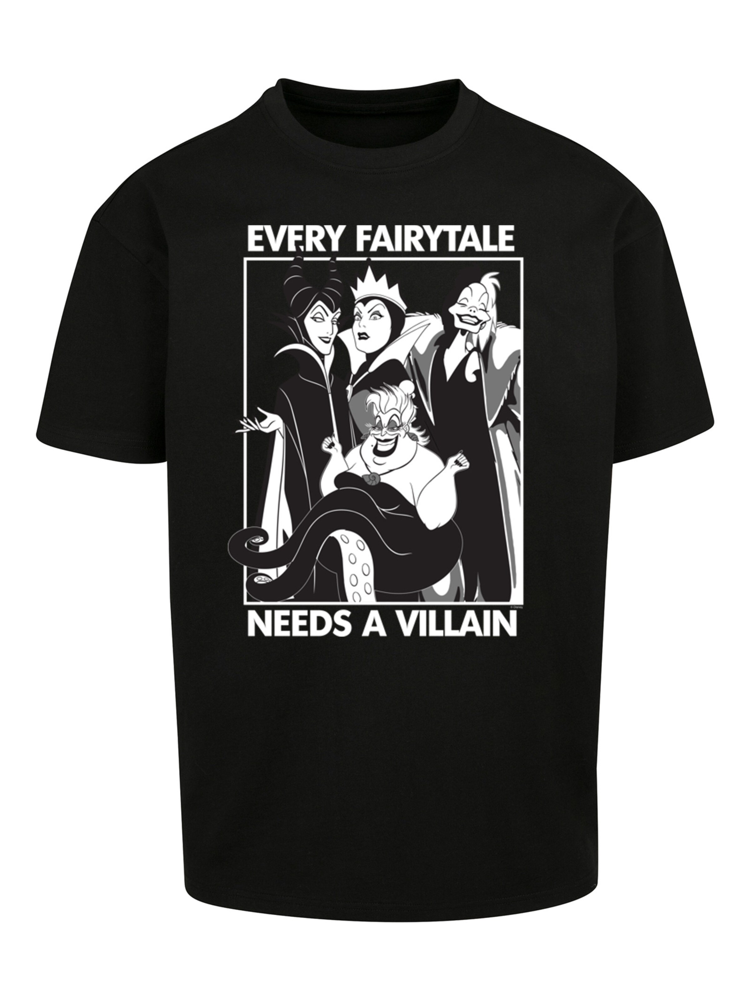 F4NT4STIC Shirt 'Disney Every Fairy Tale Needs A Villain -BLK' in Black: front