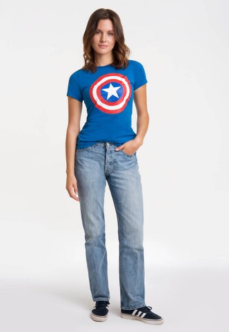 LOGOSHIRT Shirt 'Captain America' in Blue