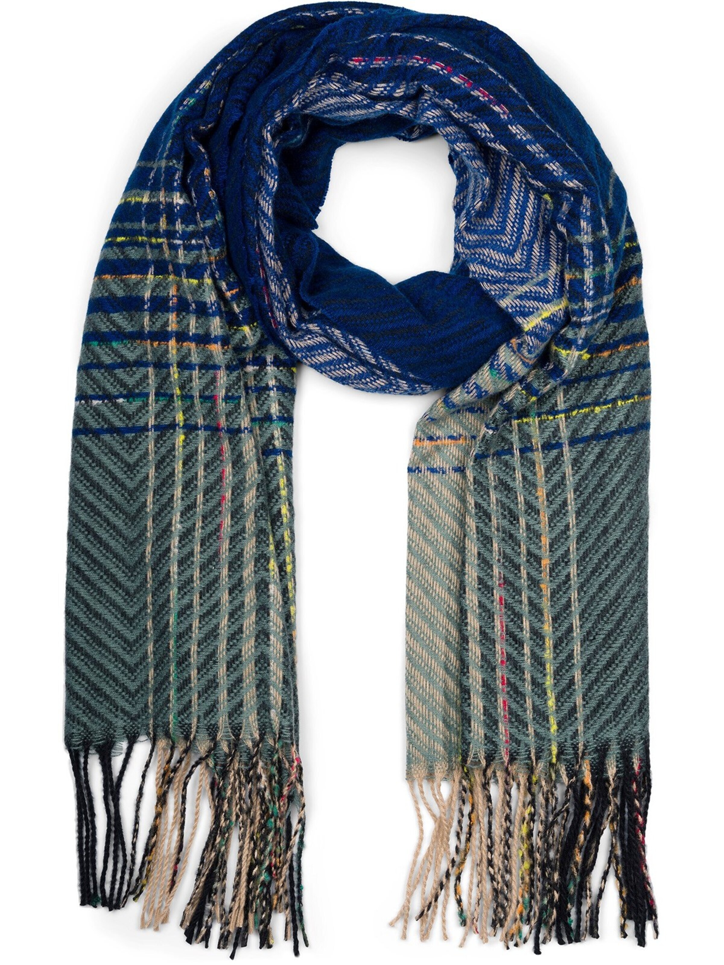styleBREAKER Schal 'Feinstrick Schal Zick-Zack gestreift'‌ in One Size in royalblau, Produktansicht
